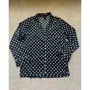 victoria secret Satin Black And White Polka Dot Pajama Top. Size S